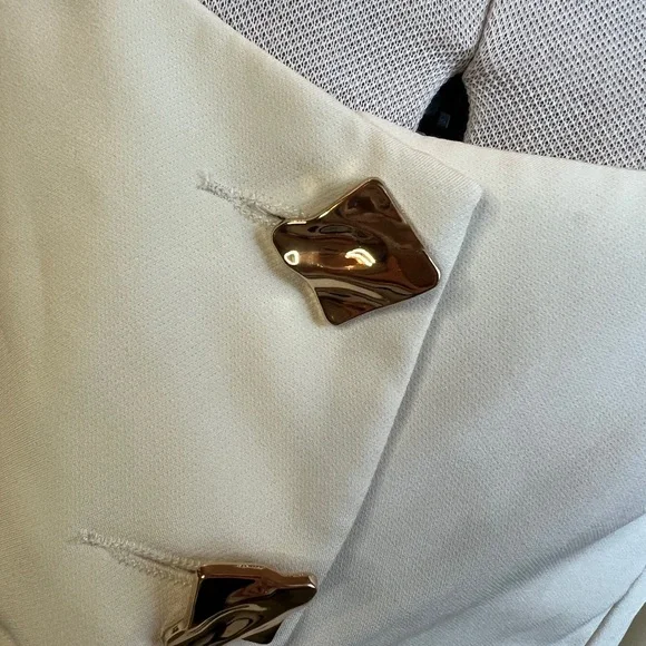 Cream Scoop neck Blazer Top with Gold Buttons - Picture 9 of 13